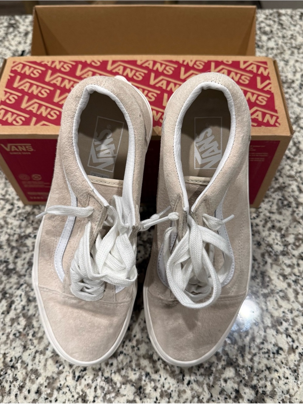 Vans Old Skool Suede Sneakers in Beige with White Stripe - Picture 2 of 3